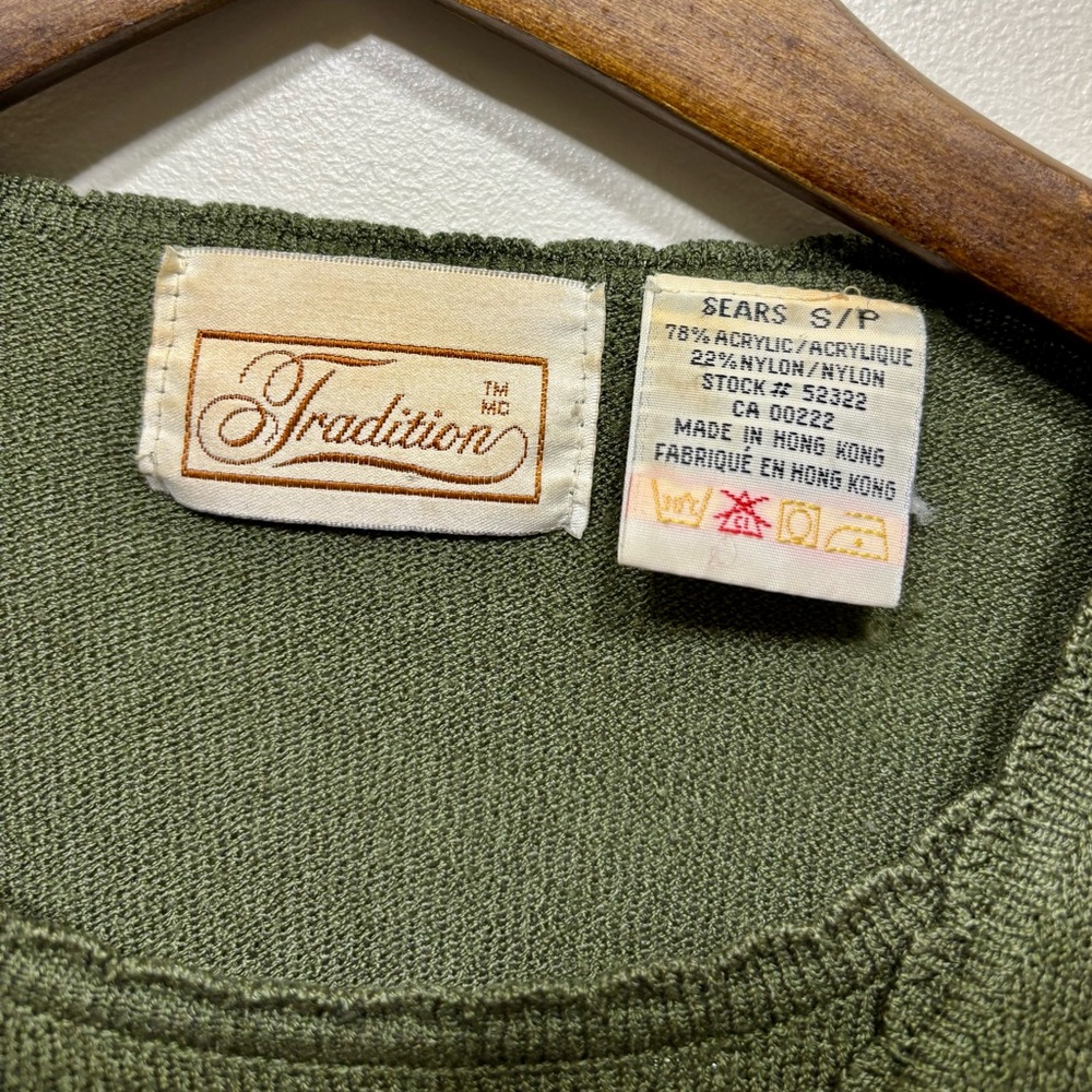 ✨$8 CLEAR-OUT✨ Tradition Sears Vintage Relaxed Fit 3/4 Sleeve Blouse Shirt Green - Picture 5 of 6